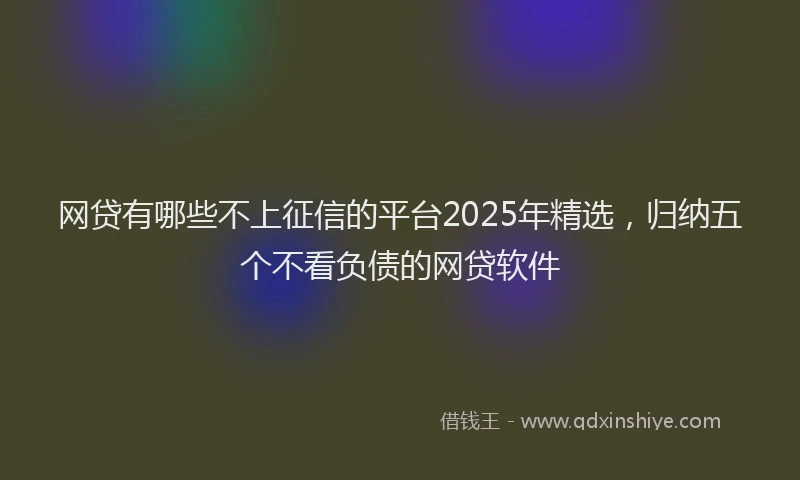 网贷有哪些不上征信的平台2025年精选，归纳五个不看负债的网贷软件