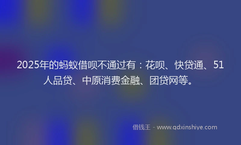 2025年的蚂蚁借呗不通过有：花呗、快贷通、51人品贷、中原消费金融、团贷网等。