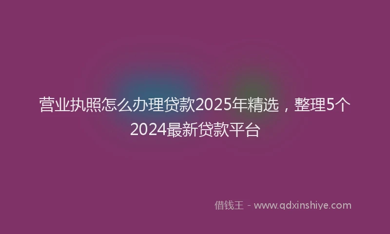 营业执照怎么办理贷款2025年精选，整理5个2024最新贷款平台