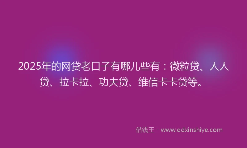 2025年的网贷老口子有哪儿些有：微粒贷、人人贷、拉卡拉、功夫贷、维信卡卡贷等。