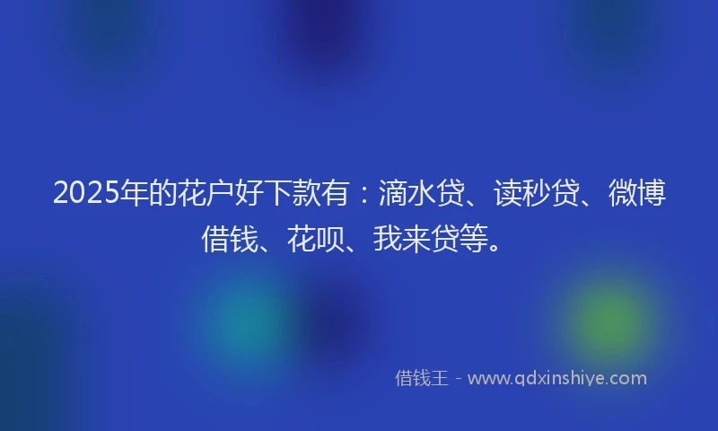 2025年的花户好下款有：滴水贷、读秒贷、微博借钱、花呗、我来贷等。