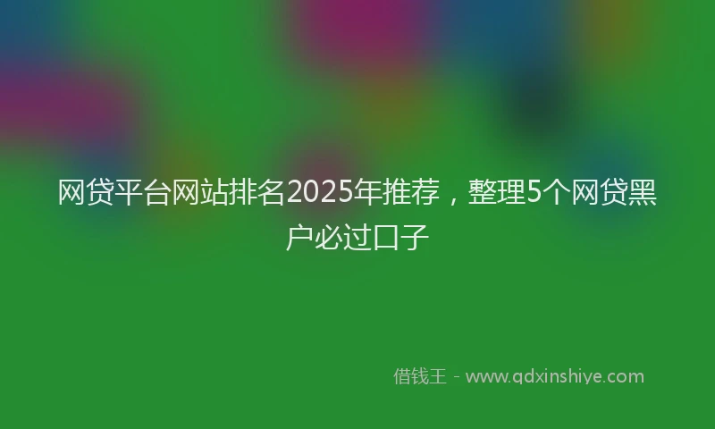 网贷平台网站排名2025年推荐，整理5个网贷黑户必过口子