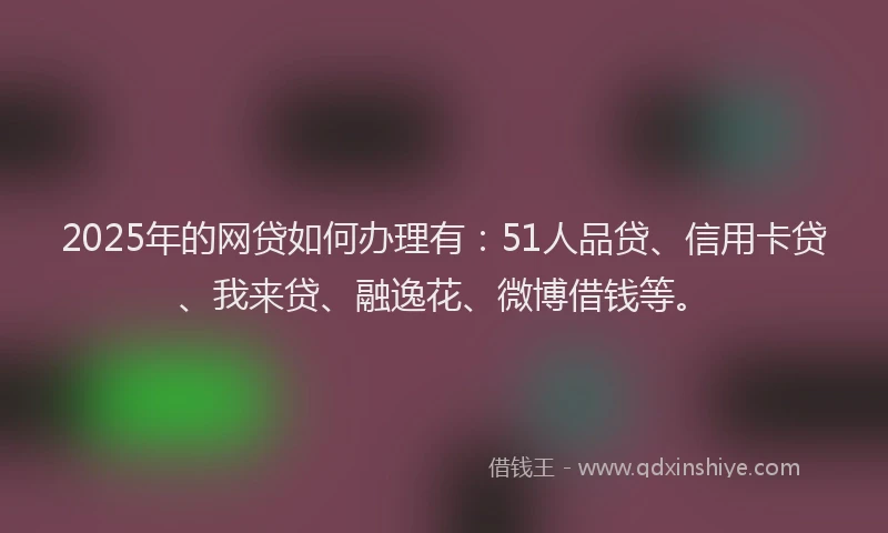 2025年的网贷如何办理有：51人品贷、信用卡贷、我来贷、融逸花、微博借钱等。