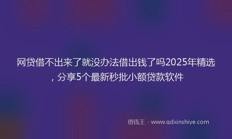 网贷借不出来了就没办法借出钱了吗2025年精选，分享5个最新秒批小额贷款软件