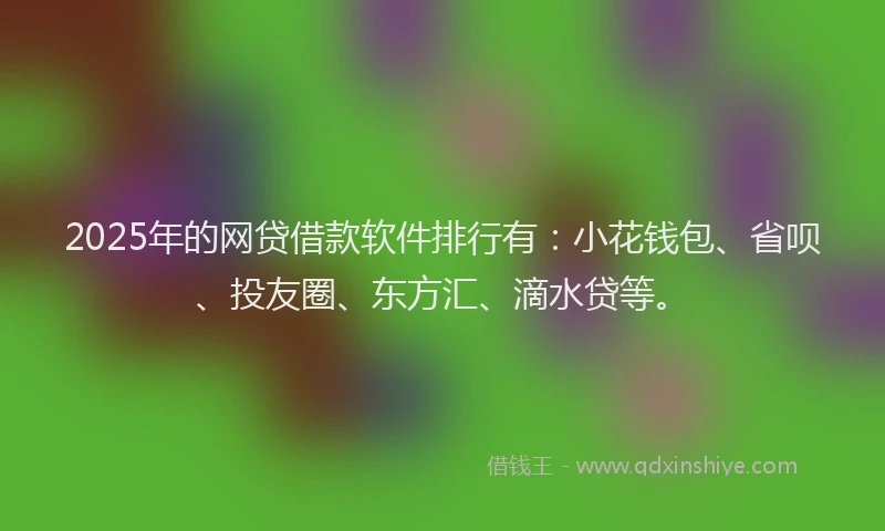 2025年的网贷借款软件排行有：小花钱包、省呗、投友圈、东方汇、滴水贷等。
