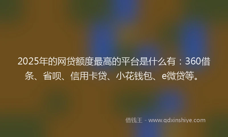 2025年的网贷额度最高的平台是什么有：360借条、省呗、信用卡贷、小花钱包、e微贷等。