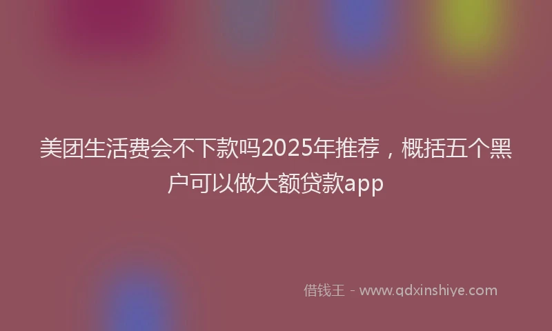 美团生活费会不下款吗2025年推荐，概括五个黑户可以做大额贷款app