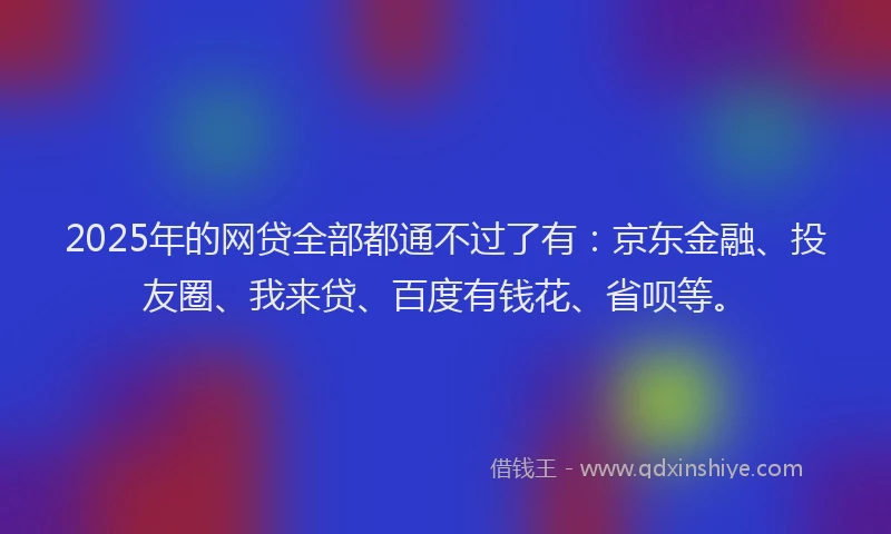 2025年的网贷全部都通不过了有：京东金融、投友圈、我来贷、百度有钱花、省呗等。