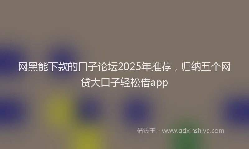 网黑能下款的口子论坛2025年推荐，归纳五个网贷大口子轻松借app