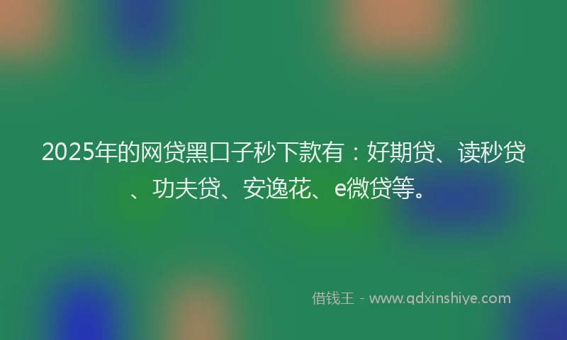 2025年的网贷黑口子秒下款有：好期贷、读秒贷、功夫贷、安逸花、e微贷等。