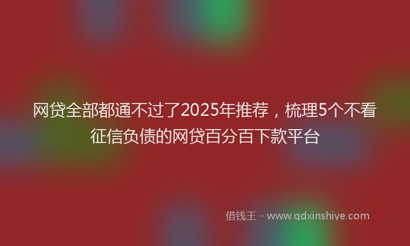 网贷全部都通不过了2025年推荐，梳理5个不看征信负债的网贷百分百下款平台