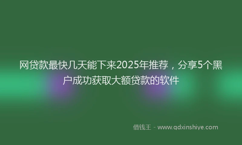 网贷款最快几天能下来2025年推荐，分享5个黑户成功获取大额贷款的软件