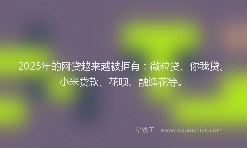 2025年的网贷越来越被拒有：微粒贷、你我贷、小米贷款、花呗、融逸花等。