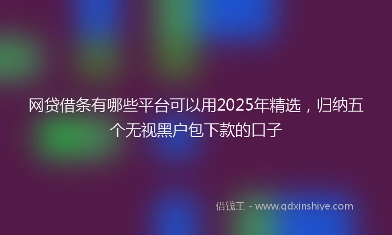 网贷借条有哪些平台可以用2025年精选，归纳五个无视黑户包下款的口子