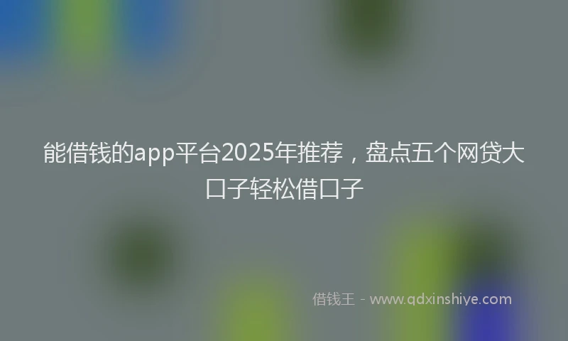 能借钱的app平台2025年推荐，盘点五个网贷大口子轻松借口子
