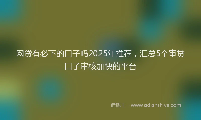 网贷有必下的口子吗2025年推荐，汇总5个审贷口子审核加快的平台