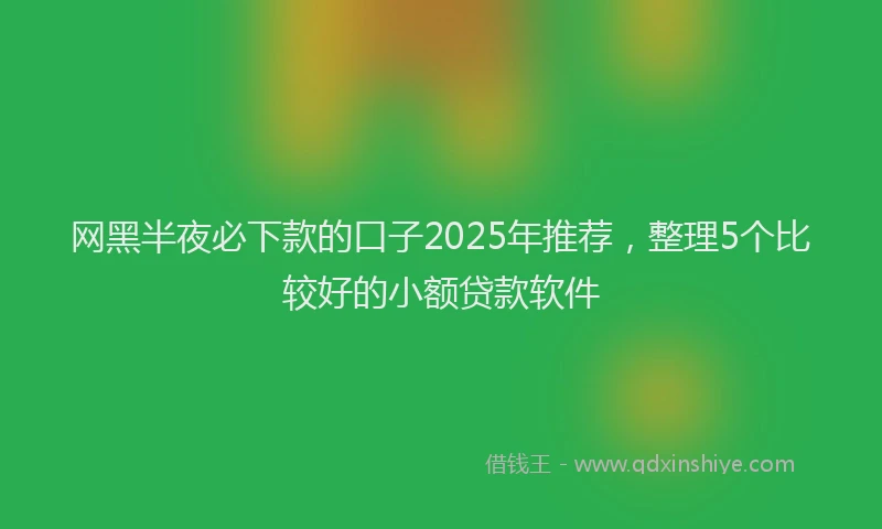 网黑半夜必下款的口子2025年推荐，整理5个比较好的小额贷款软件