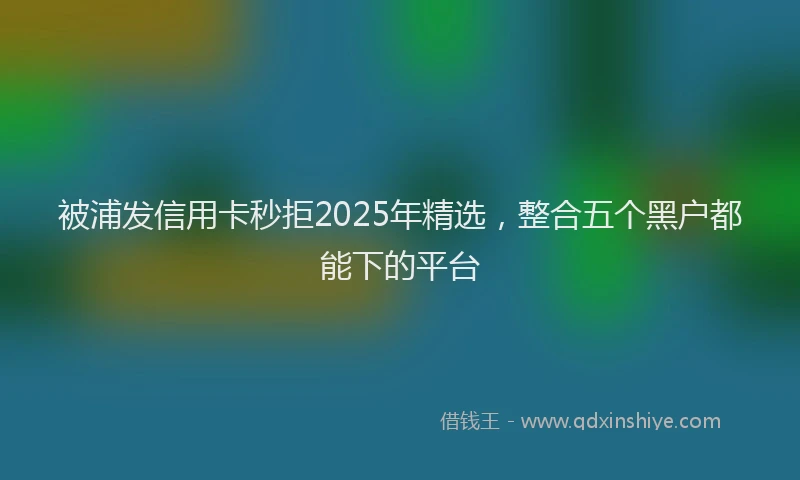被浦发信用卡秒拒2025年精选，整合五个黑户都能下的平台