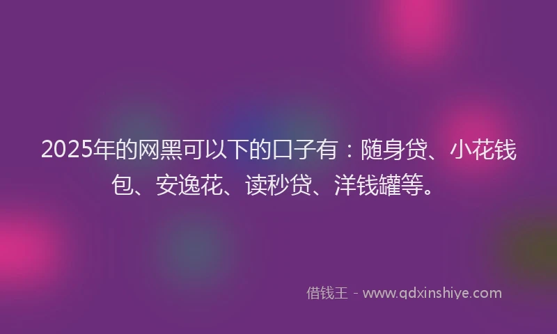 2025年的网黑可以下的口子有：随身贷、小花钱包、安逸花、读秒贷、洋钱罐等。