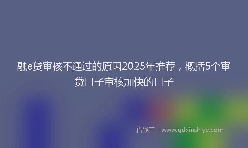 融e贷审核不通过的原因2025年推荐，概括5个审贷口子审核加快的口子