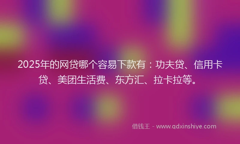 2025年的网贷哪个容易下款有：功夫贷、信用卡贷、美团生活费、东方汇、拉卡拉等。