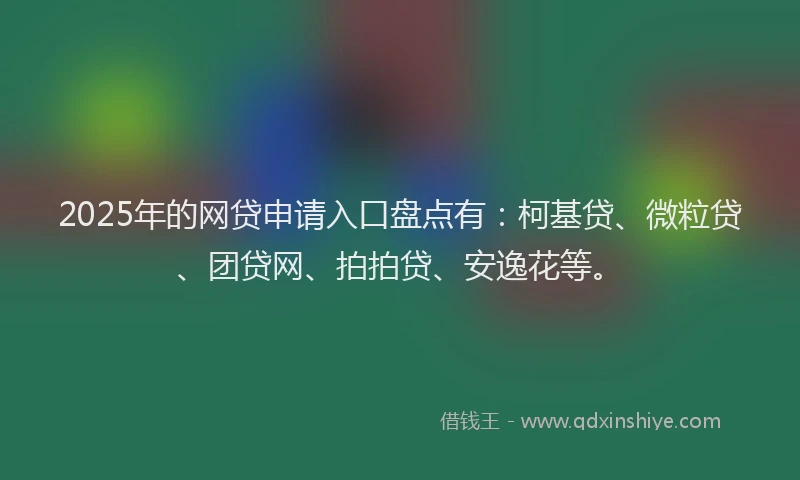 2025年的网贷申请入口盘点有：柯基贷、微粒贷、团贷网、拍拍贷、安逸花等。