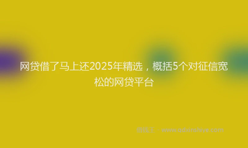 网贷借了马上还2025年精选，概括5个对征信宽松的网贷平台