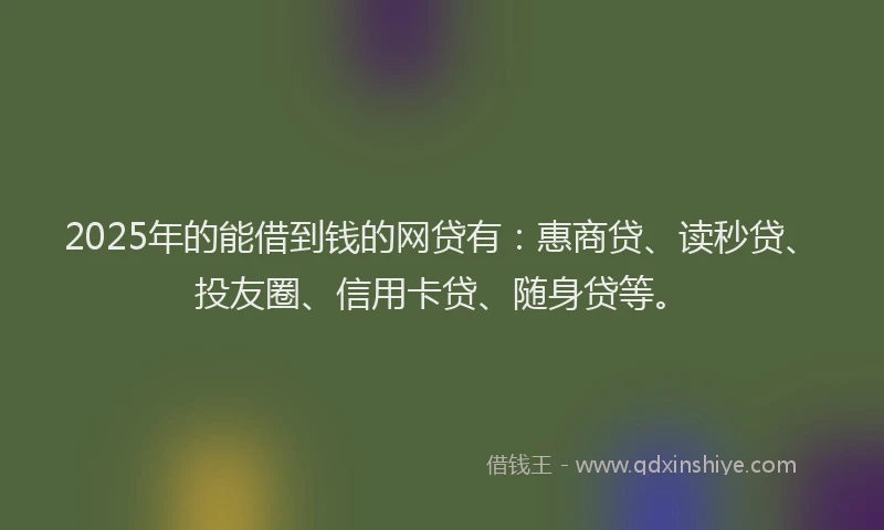 2025年的能借到钱的网贷有：惠商贷、读秒贷、投友圈、信用卡贷、随身贷等。