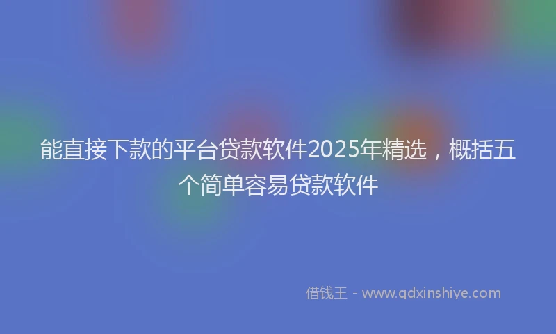 能直接下款的平台贷款软件2025年精选，概括五个简单容易贷款软件