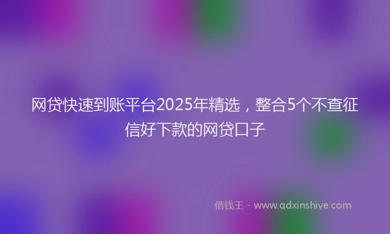 网贷快速到账平台2025年精选，整合5个不查征信好下款的网贷口子