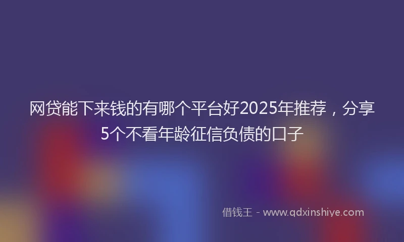 网贷能下来钱的有哪个平台好2025年推荐，分享5个不看年龄征信负债的口子