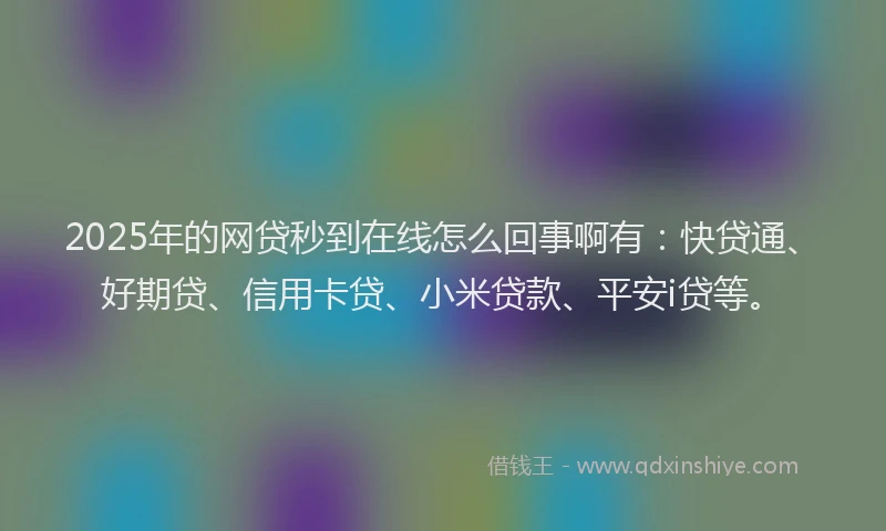 2025年的网贷秒到在线怎么回事啊有：快贷通、好期贷、信用卡贷、小米贷款、平安i贷等。