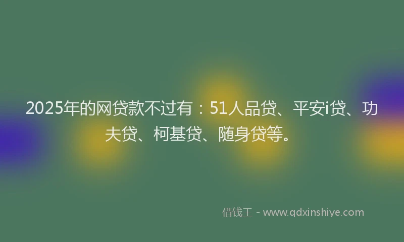 2025年的网贷款不过有：51人品贷、平安i贷、功夫贷、柯基贷、随身贷等。