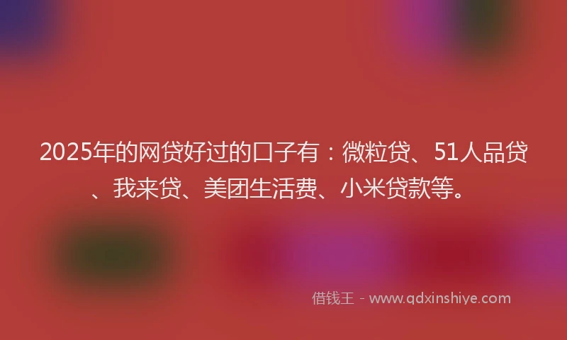 2025年的网贷好过的口子有：微粒贷、51人品贷、我来贷、美团生活费、小米贷款等。