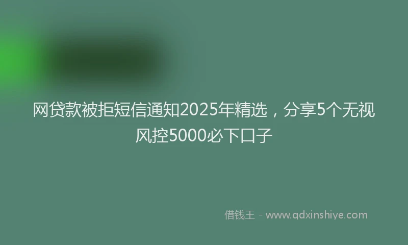 网贷款被拒短信通知2025年精选，分享5个无视风控5000必下口子