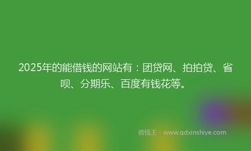 2025年的能借钱的网站有：团贷网、拍拍贷、省呗、分期乐、百度有钱花等。