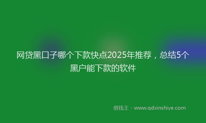 网贷黑口子哪个下款快点2025年推荐，总结5个黑户能下款的软件