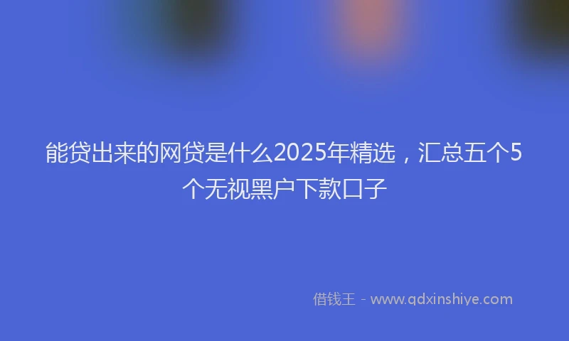 能贷出来的网贷是什么2025年精选，汇总五个5个无视黑户下款口子