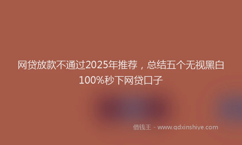 网贷放款不通过2025年推荐，总结五个无视黑白100%秒下网贷口子
