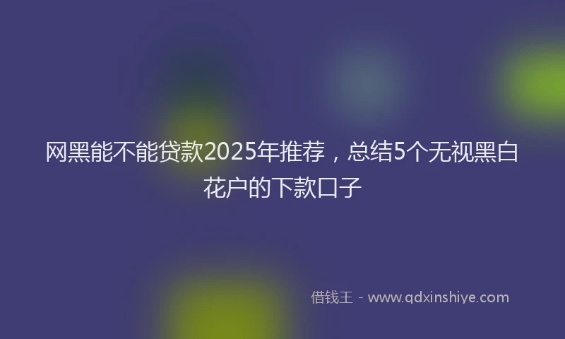 网黑能不能贷款2025年推荐，总结5个无视黑白花户的下款口子