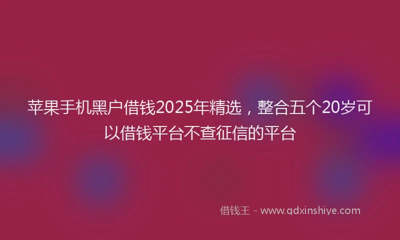 苹果手机黑户借钱2025年精选，整合五个20岁可以借钱平台不查征信的平台