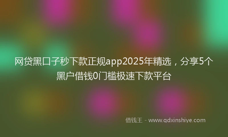 网贷黑口子秒下款正规app2025年精选，分享5个黑户借钱0门槛极速下款平台