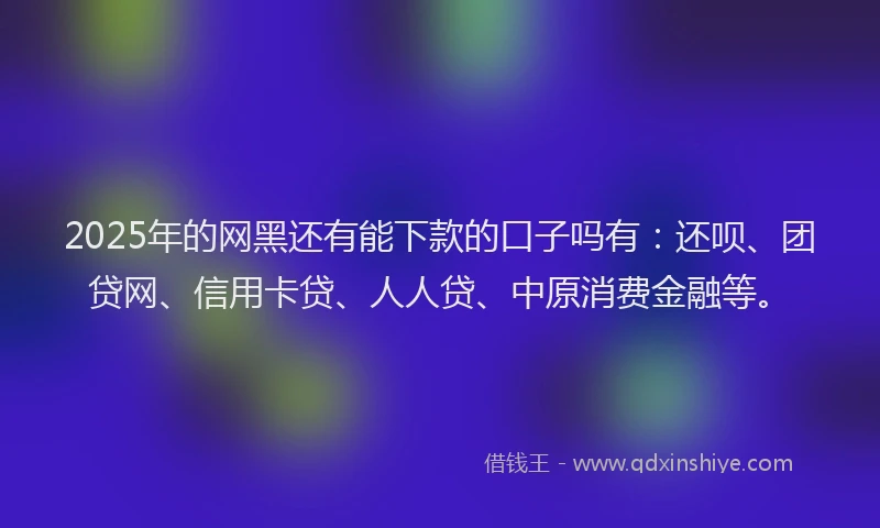 2025年的网黑还有能下款的口子吗有：还呗、团贷网、信用卡贷、人人贷、中原消费金融等。