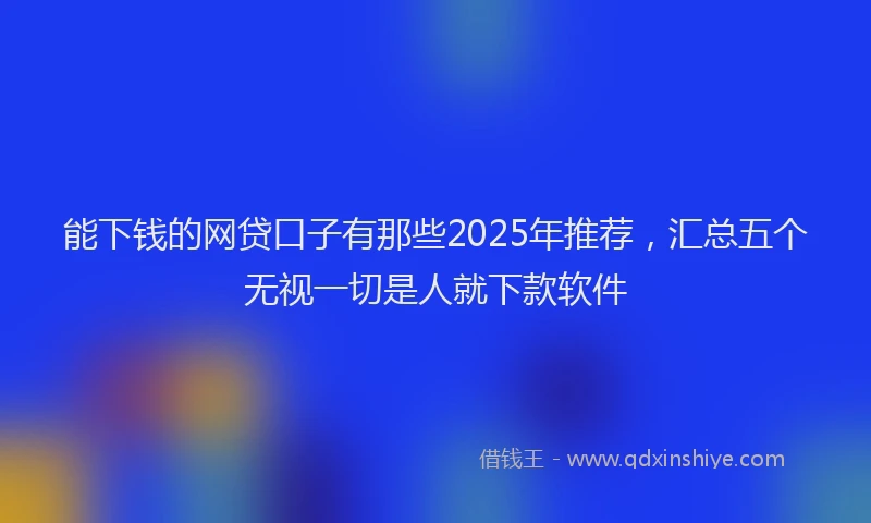 能下钱的网贷口子有那些2025年推荐，汇总五个无视一切是人就下款软件