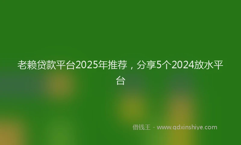老赖贷款平台2025年推荐，分享5个2024放水平台
