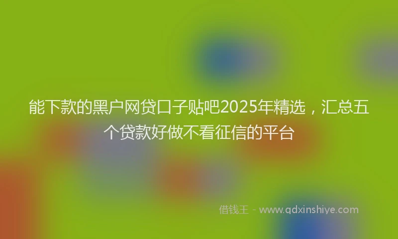 能下款的黑户网贷口子贴吧2025年精选，汇总五个贷款好做不看征信的平台