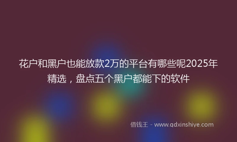 花户和黑户也能放款2万的平台有哪些呢2025年精选，盘点五个黑户都能下的软件
