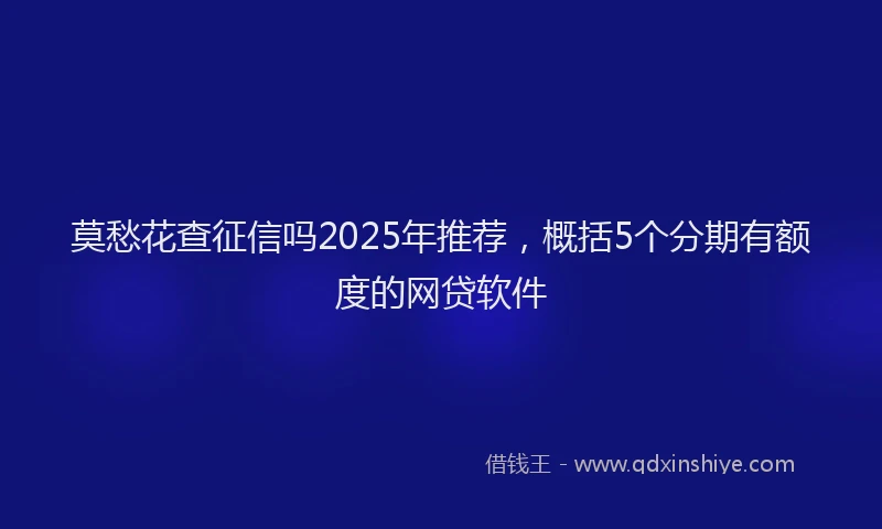 莫愁花查征信吗2025年推荐，概括5个分期有额度的网贷软件