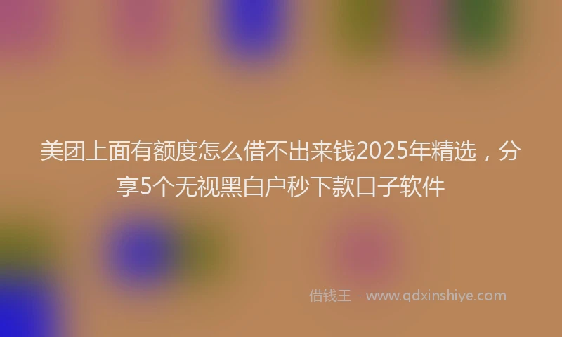 美团上面有额度怎么借不出来钱2025年精选，分享5个无视黑白户秒下款口子软件