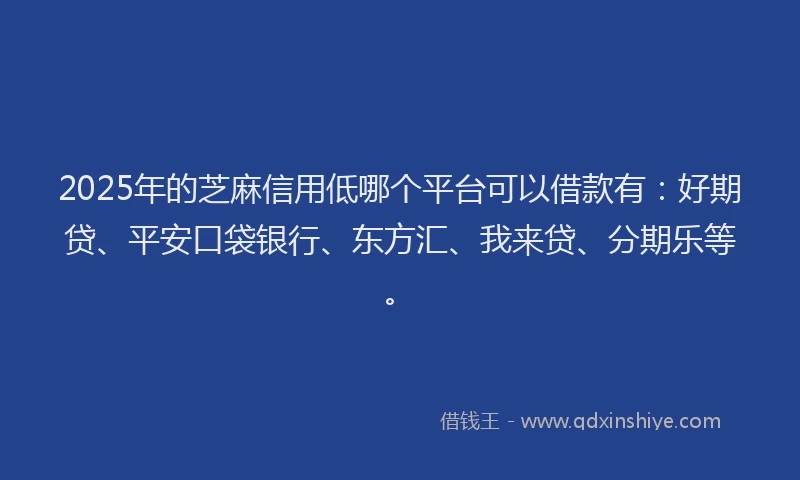 2025年的芝麻信用低哪个平台可以借款有：好期贷、平安口袋银行、东方汇、我来贷、分期乐等。